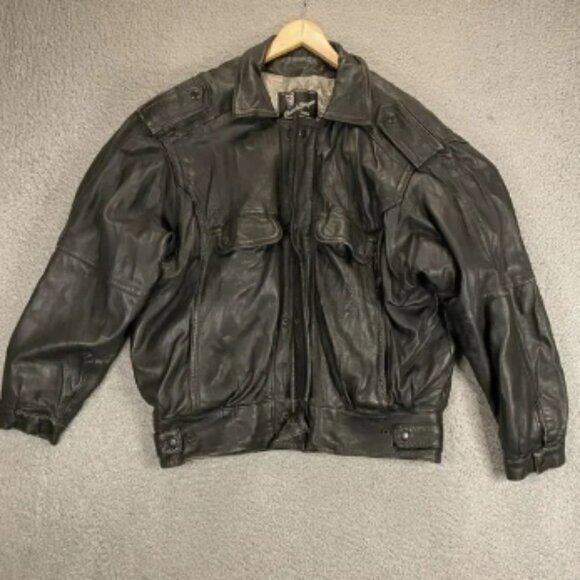 Vintage Claude Dragon Paris Leather Jacket Mens Medium‎ Bomber Biker Aviator - Picture 1 of 11